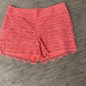 LOFT Pink Crochet Shorts